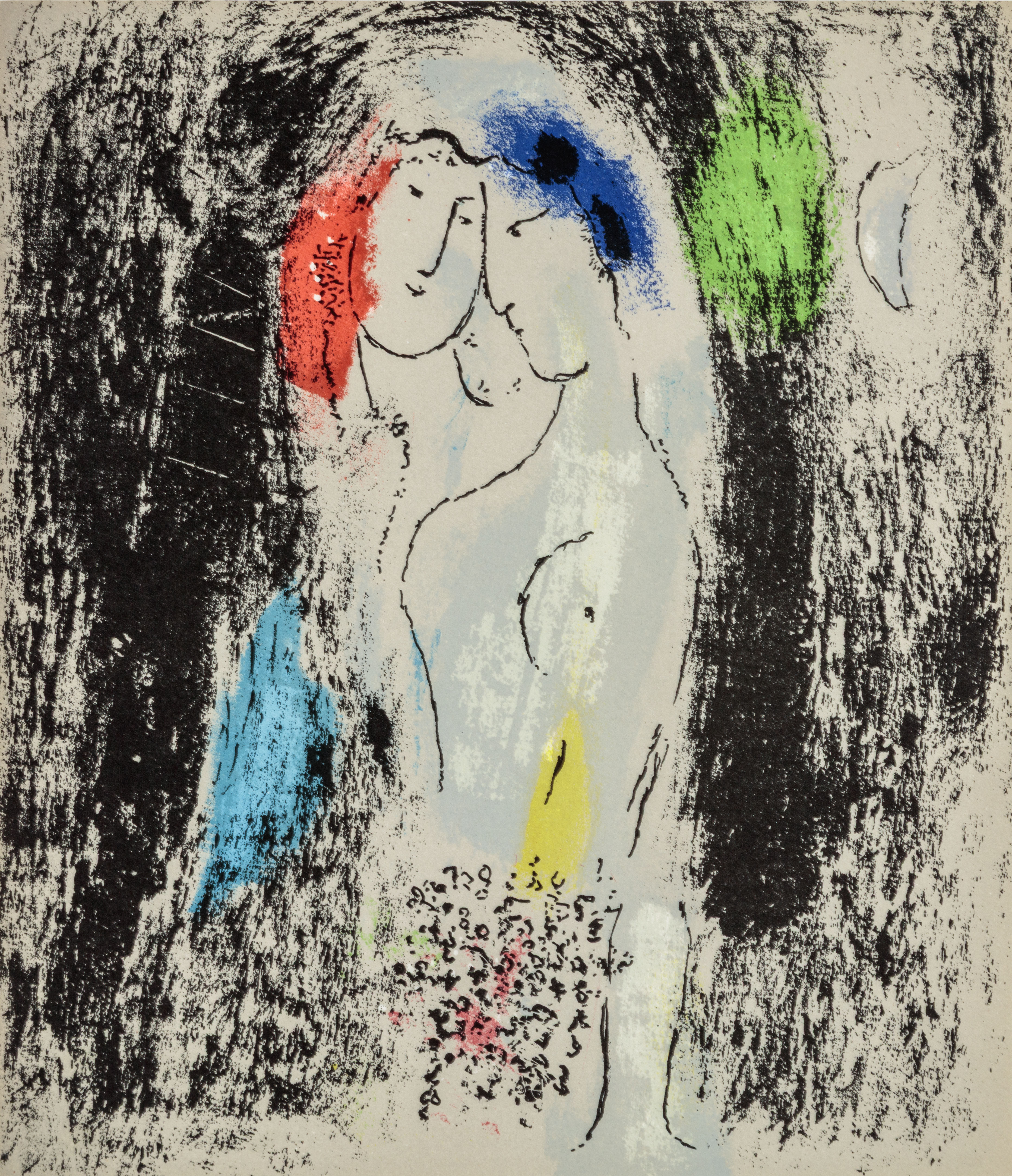 Les Amoureux en gris (Lovers in grey) by Marc Chagall For Sale