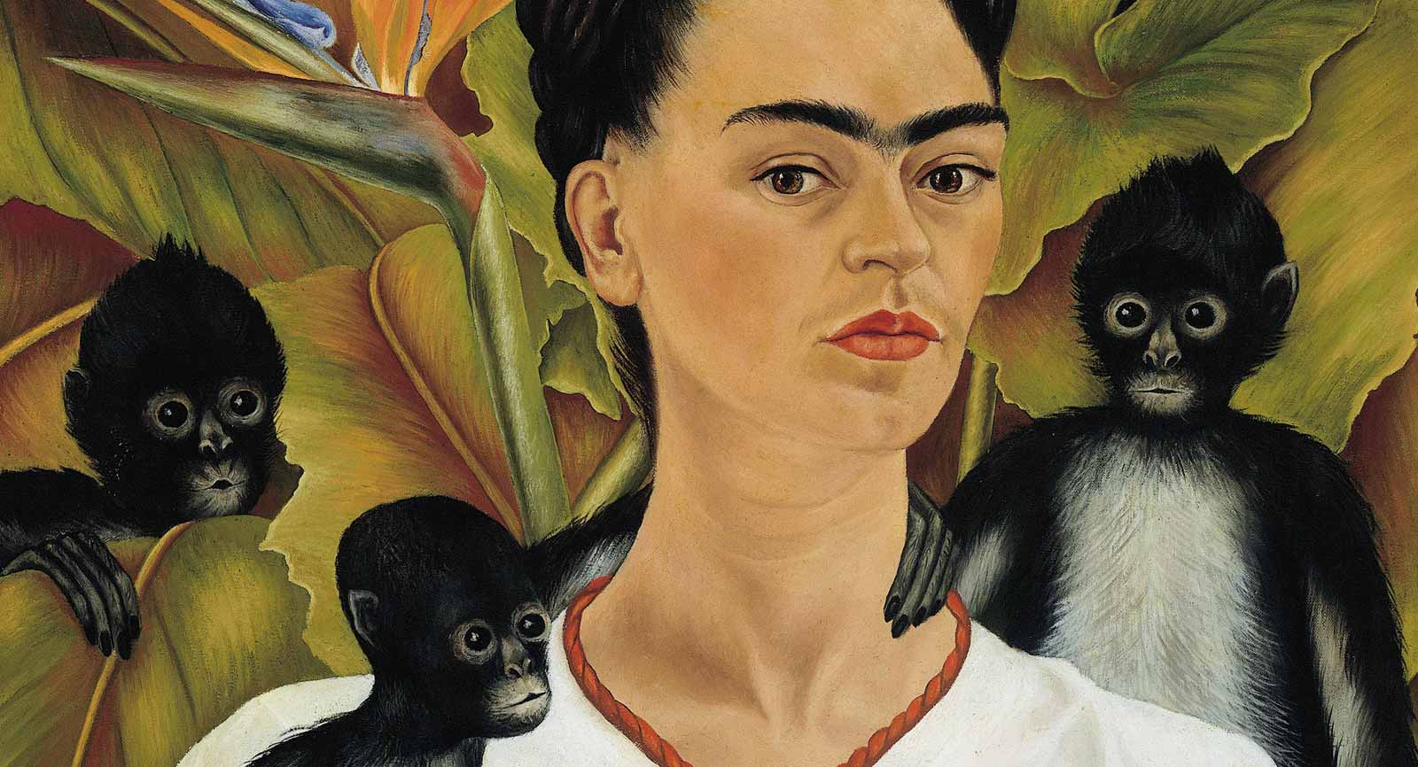 В некоторых картинах. Фрида Кало автопортрет со Сталиным. Фрида Кало моя нянька и я. Фрида Кало автопортрет на границе. Фрида Кало магнолии.