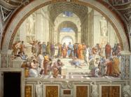 The School of Athens, this fresco will be featured again with more detail for screen-readers later in this slideshow