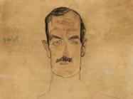 Egon Schiele, Dr. von Graff, 1910, pencil, charcoal, and wash on paper, cropped. Private Collection