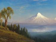 Albert Bierstadt oil landscape painting of Mount St. Helens, Columbia River, Oregon