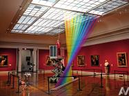Gabriel Dawe with his installation at Toledo Museum of Art