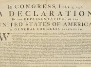 Detail of dunlap broadside. Only slightly yellowed. The title and first few paragraphs are visible in this cropped view of the top half of the document. 