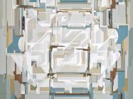 FLYBRIDGE, 2025 acrylic polymer on incised eucalyptus masonite 64h x 64w in