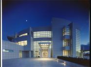 Getty Research Institute at night with moon