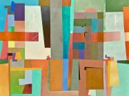  Harry A. Rich’s abstract acrylic painting, “Ode to a Quilter I Knew,” 53 x 56 inches,