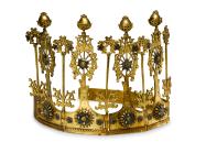 Crown, Western Europe, 15th century. Brass, brass-silver alloy, enamel, gilded.