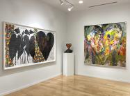 Left to right: Jim Dine, Golden Seoul, 2025; Jim Dine, July (Hot) 2024 (orange version), 2024; Jim Dine, The Doctor Comes to Dance, 2024.