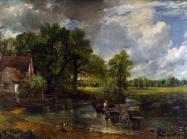 John Constable, The Hay Wain (1821). Oil on canvas, 130.2 × 185.4 cm (51+1⁄4 × 73 in). National Gallery, London