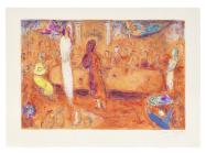 Marc Chagall, Mégaclès reconnait sa Fille pendant le Festin, from Daphnis et Chloé, 1961. Lithograph printed on Arches wove paper, signed in pencil. Estimated: $20,000 - 27,000.