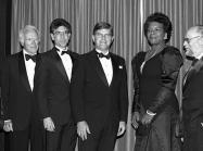 Maya Angelou, fellow award recipients, and Governor Jim Martin at the North Carolina Awards, November 6, 1987. Everyone pictured besides Maya is a white man. 