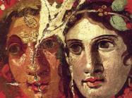 ancient fresco of two women