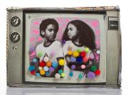 Mz Icar_Gems TV_The Untitled Space. printed image of young kids decorated with crafty sparkly puffballs