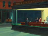 Edward Hopper's Nighthawks painting shows diners at a counter late at night