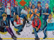 Aliza Nisenbaum large painting of many subway workers in their uniforms