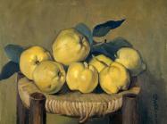 still life of Quinces on a stool top