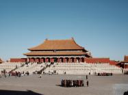 View of forbidden city building with crowd