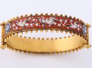 Victorian Period Bracelet, England circa 1870. 18kt Gold & Micro Mosaic. Offered by James Robinson.
