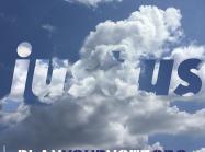 poster for of blue sky and clouds that says "just us" 
