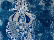 Blue Isabelle, 2016. Collagraph on felt with bamboo thread.