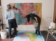 Frank Bowling in his studio