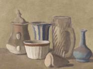 still life painting of jars