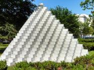 Four-sided Pyramid by American artist Sol Lewitt (1928-2007), Concrete and mortar, National Sculpture Garden, Washington DC.