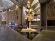 Weighing 83 tons, the statue of Rameses II, one of the most powerful Egyptian Pharaoh, was brought to the Grand Egyptian Museum from a temporary site in Giza in a specially-built cage. Photo courtesy of the Grand Egyptian Museum.