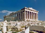 The Parthenon on the Acropolis in Athens reconstructed between the late 19th century and today.