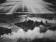 View of NYC from above, vintage black and white photo