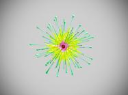 View of one of Davis' seven nine-foot-long sculptures from below. Installation view of Antinomies, 2022. West clerestory of Concourse E at CDIA. Photo by Stanley Capps