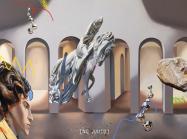 Loribelle Spirovski, War and Peace (Diptych), 2021. Oil, acrylic, and oil pastel on polyester.