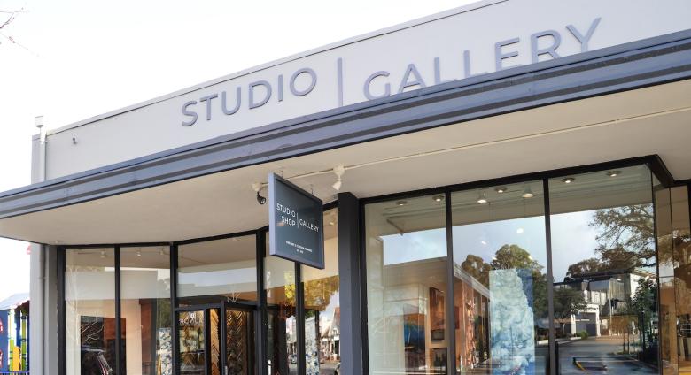 The iconic storefront of Studio Shop Gallery on 244 Primrose Road in Burlingame