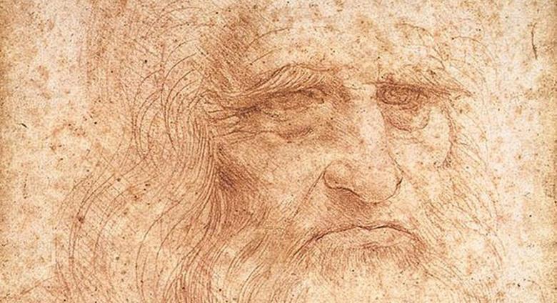Leonardo da Vinci, Portrait of a man in red chalk (presumed self-portrait, detail), c. 1512.