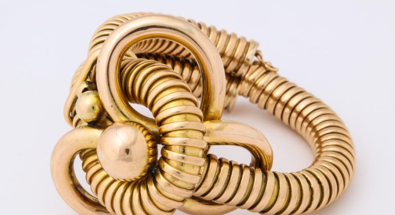 1940s Gold Gas Pipe Bracelet