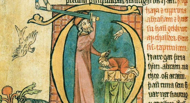 Abraham's Sacrifice depicted in a 14th century manuscript from the Collection Árni Magnússon Institute