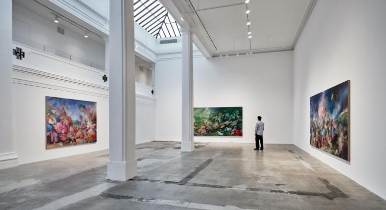 Installation view, ‘Flora Yukhnovich. Bacchanalia,’ Hauser &amp; Wirth Downtown Los Angeles, 30 October 2025 - 18 January 2026 © Flora Yukhnovich