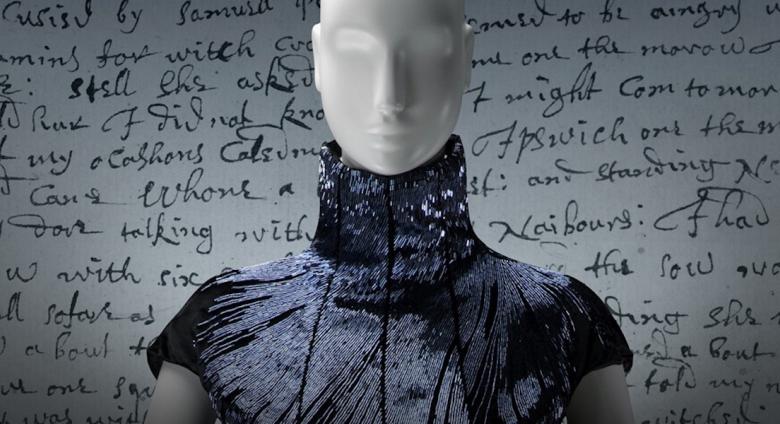 Alexander McQueen (1969-2010) Evening dress (detail), from the In Memory of Elizabeth How, Salem, 1692, Ready-to-wear collection, fall/winter 2007 Velvet, glass beads, and satin