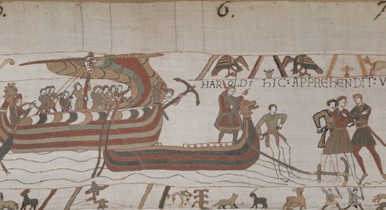 Bayeux Tapestry, Scene 06, c. 1066-1083. License.