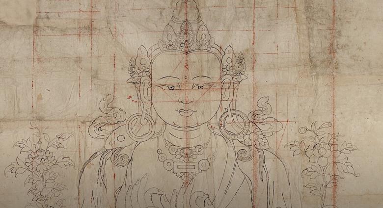 detail preparatory drawing of the Bodhisattva Maitreya