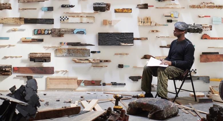 Installation view of Leonardo Drew's solo show at Galerie Lelong in New York in September - October 2024.