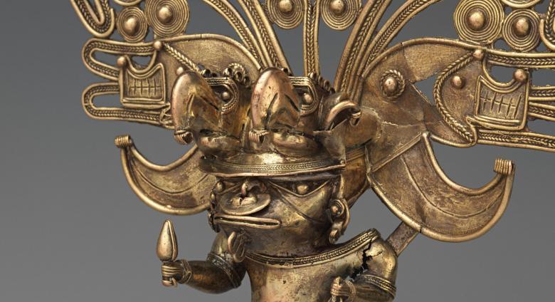 Figure pendant, Tairona, Colombia, 10th–16th century. Gold