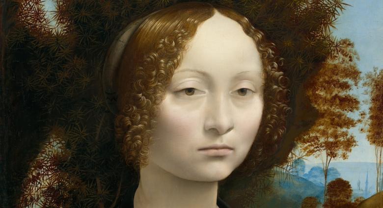 Ginevra de’ Benci [obverse]. 1474/1478. Leonardo da Vinci. Oil on Panel. Ailsa Mellon Brue Fund, National Gallery of Art.