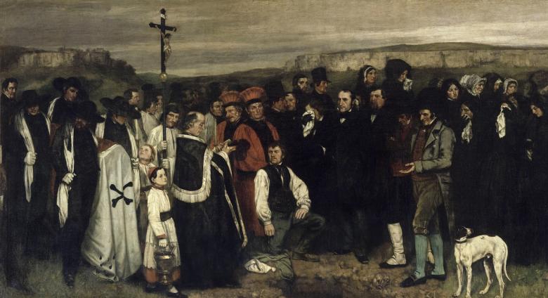 Gustave Courbet, A Burial at Ornans, 1849-50. Pre-restoration. Source.