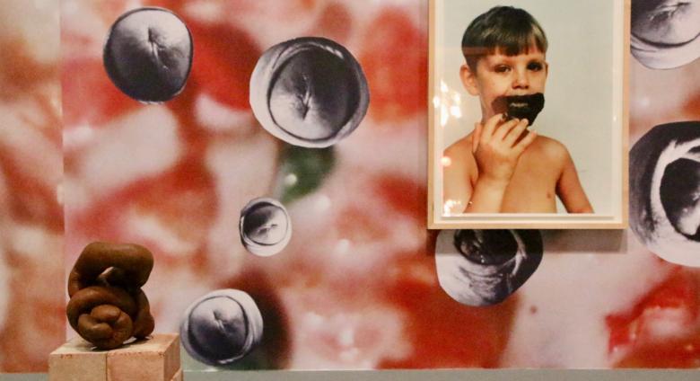 Installation view, Sarah Lucas: Au Naturel, at the Hammer Museum through September 1