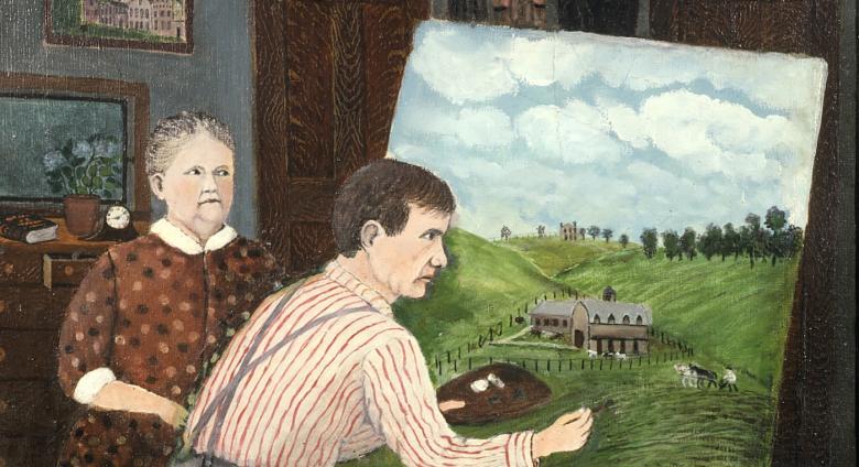 John Kane, John Kane and His Wife, c. 1928. “Untrained” doesn’t mean unskilled.