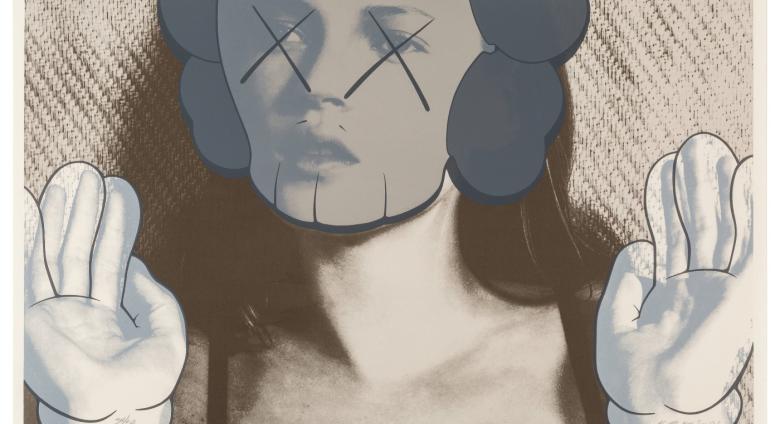 KAWS (American, b. 1974), Kate Moss, White Gloves, 2001. Screenprint in colors on Arches 88 paper.