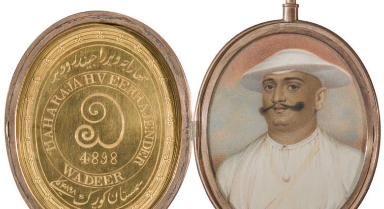 miniature portrait of Dodda Vira Raja (or, Vira Rajendra Wodeyar), Ruler of Coorg 1780-1809, c. 1787. Watercolor on ivory