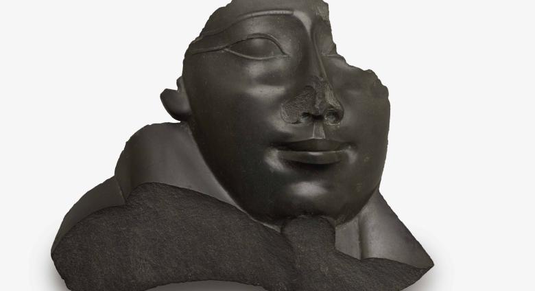 Egyptian mummy Face and Shoulder from an Anthropoid Sarcophagus