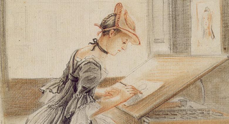 Paul Sandby, A Lady Copying at a Drawing Table, 1765. Yale Center for British Art, Paul Mellon Collection.